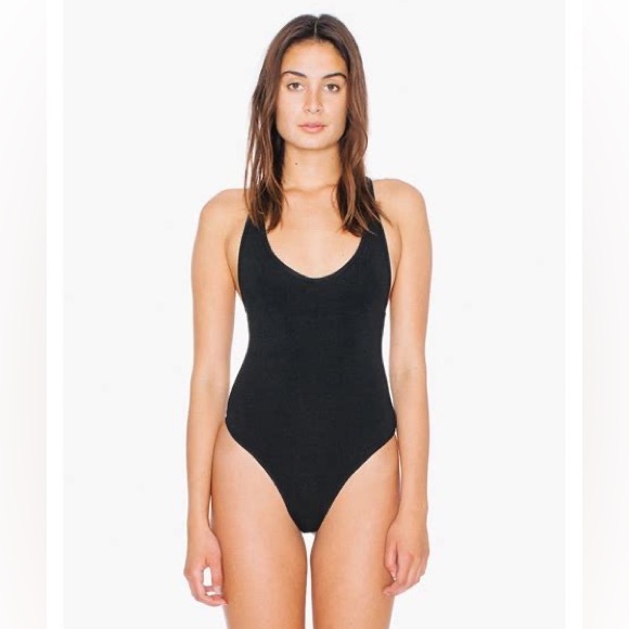 American apparel cotton black tank thong bodysuit - Picture 1 of 5